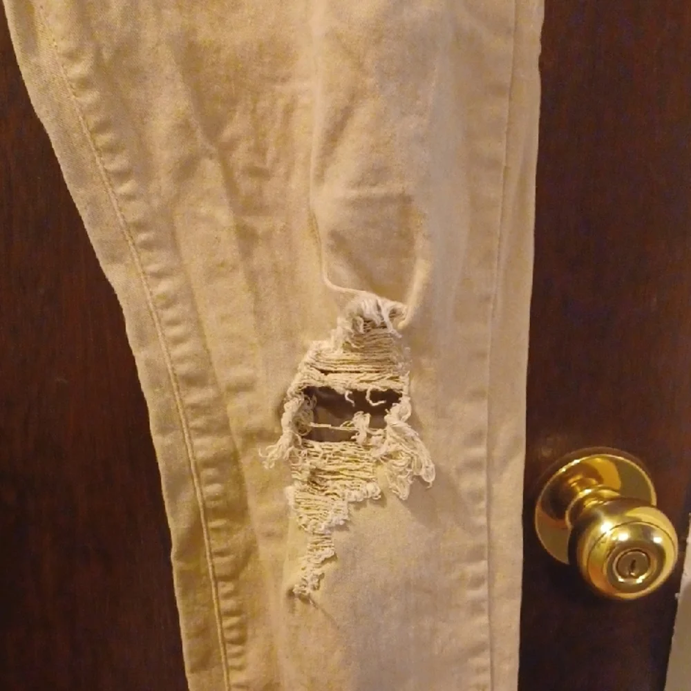 Fashion Nova Men Khaki Distressed Skinny Jeans Size 34
